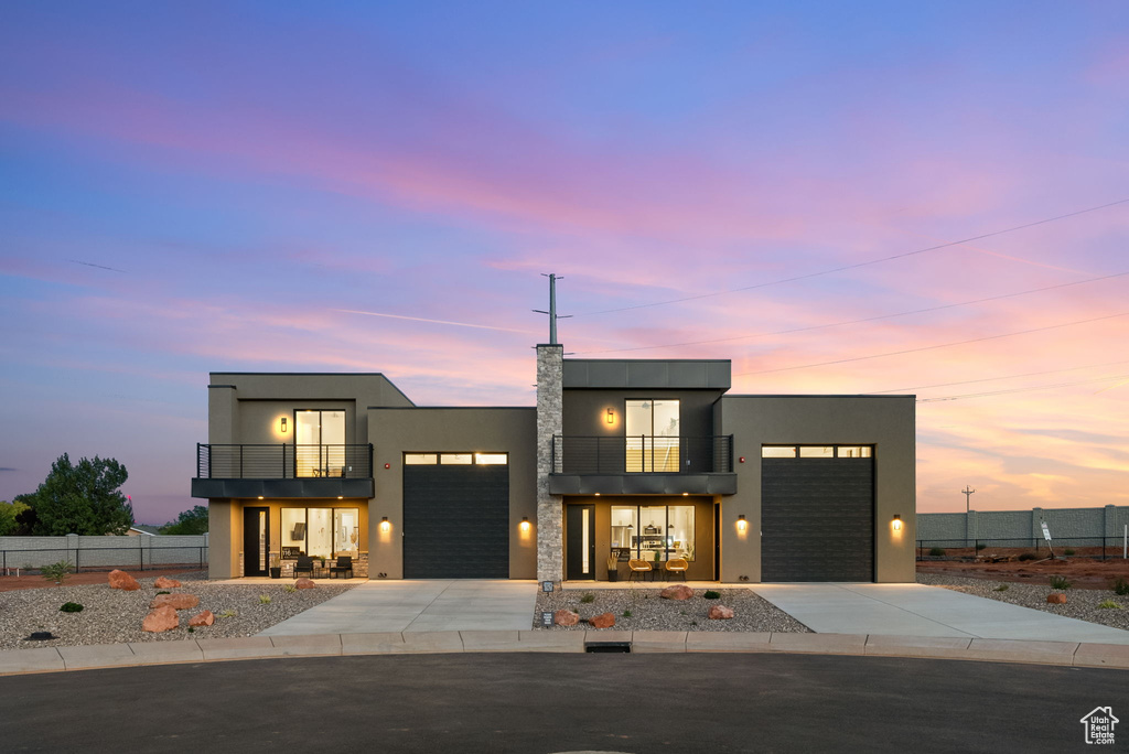 Contemporary house featuring a balcony