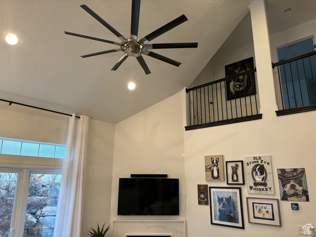 Interior details featuring ceiling fan
