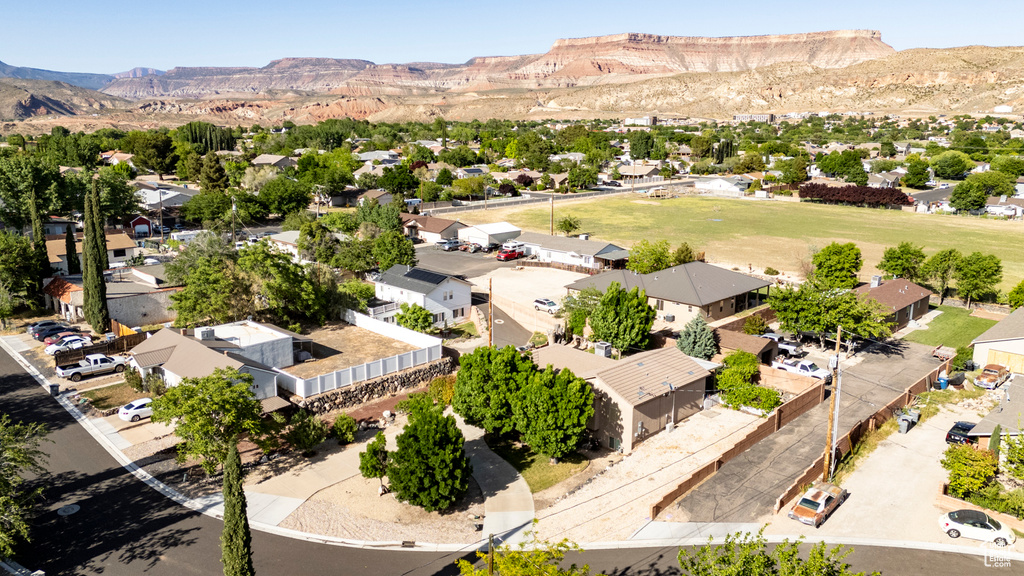 Drone / aerial view with a mountain view