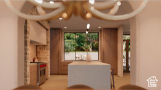 Kitchen with light wood-type flooring