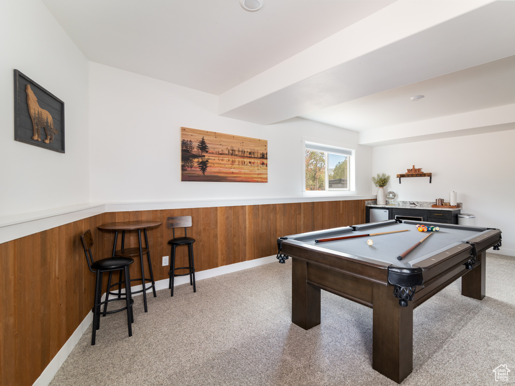 Playroom with pool table