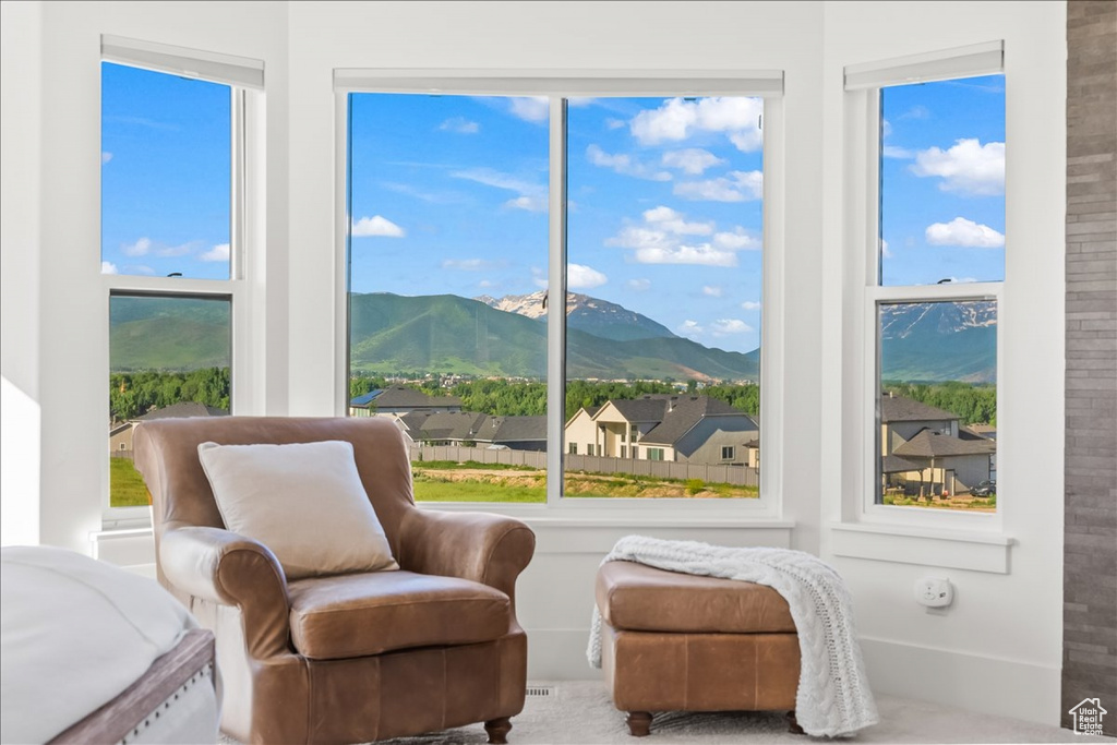 Living area with a mountain view