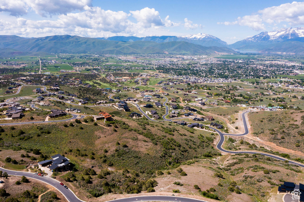 Drone / aerial view with a mountain view