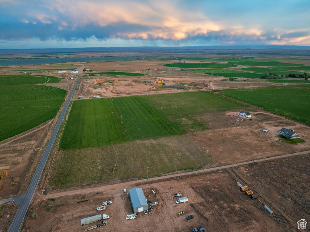 Aerial view at dusk with a rural view