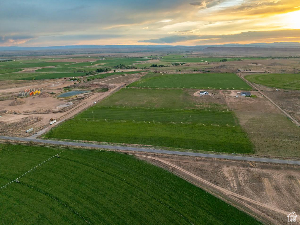 Aerial view at dusk with a rural view