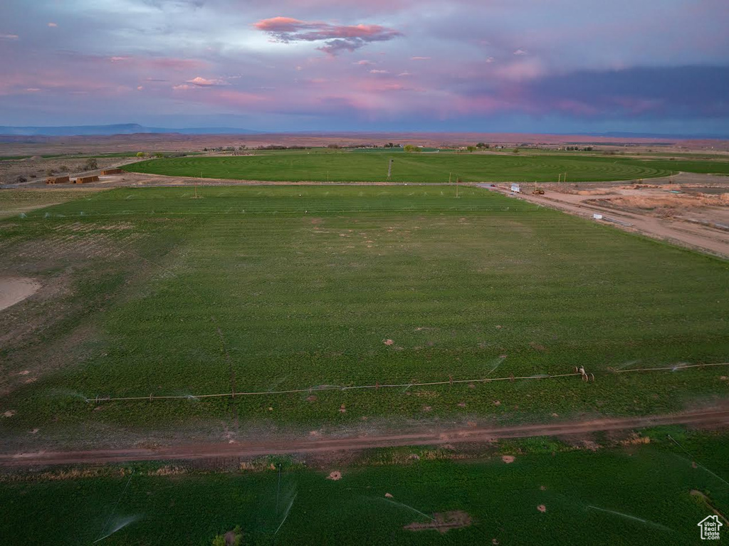 Aerial view at dusk with a rural view