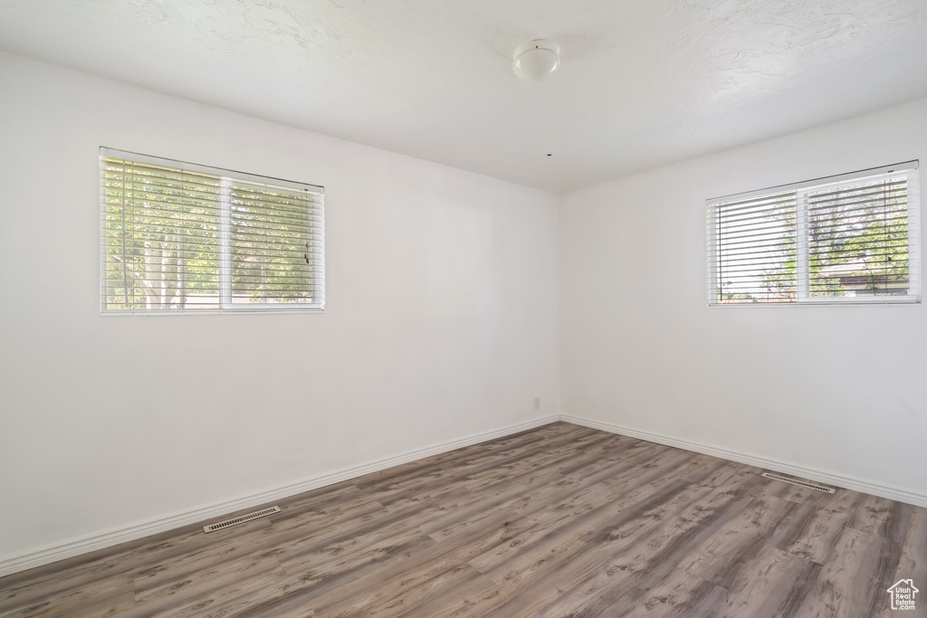 Spare room with hardwood / wood-style floors and a wealth of natural light