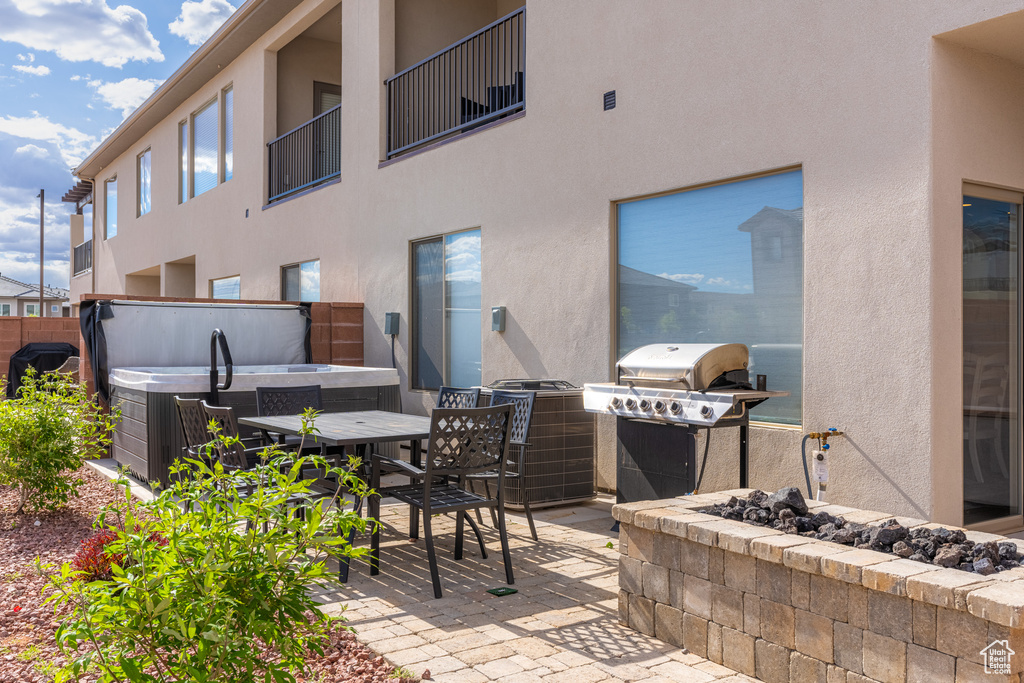 View of patio / terrace featuring a balcony and grilling area