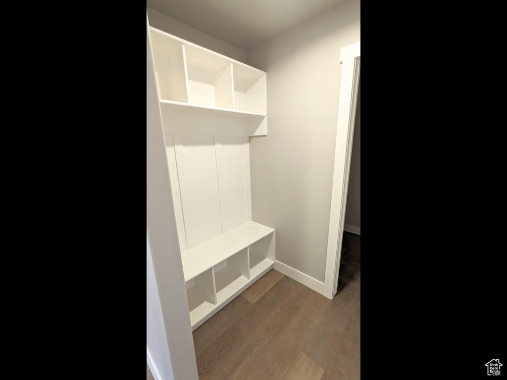 Mudroom featuring dark hardwood / wood-style flooring