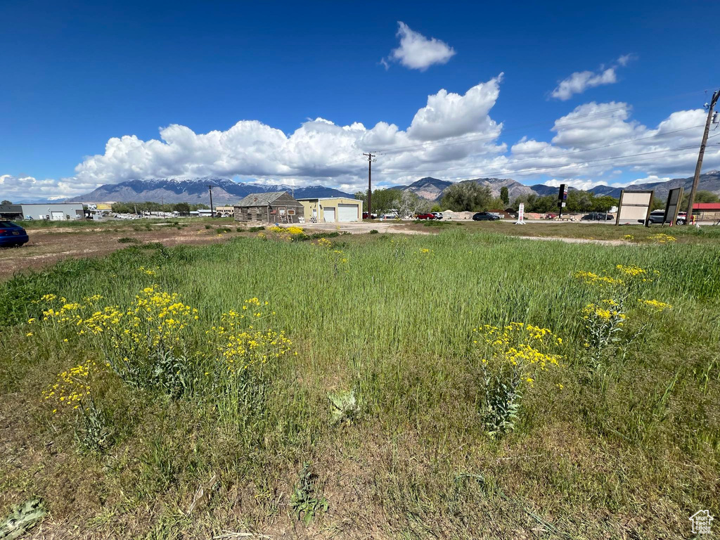 View of yard featuring a mountain view