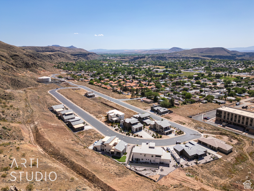 Bird's eye view featuring a mountain view