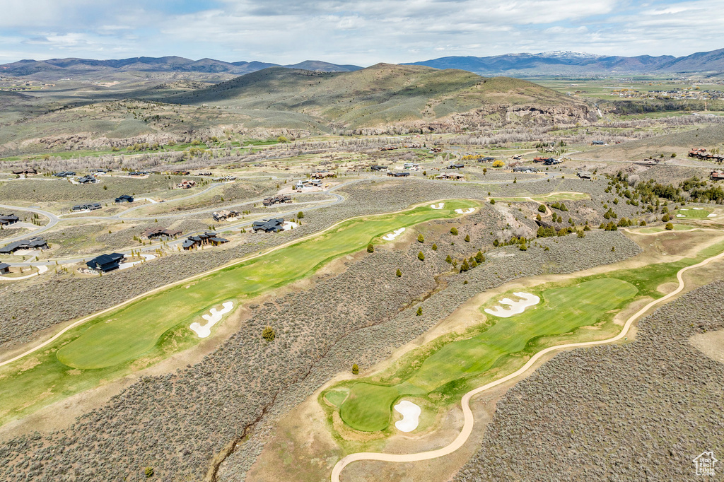 Drone / aerial view with a mountain view