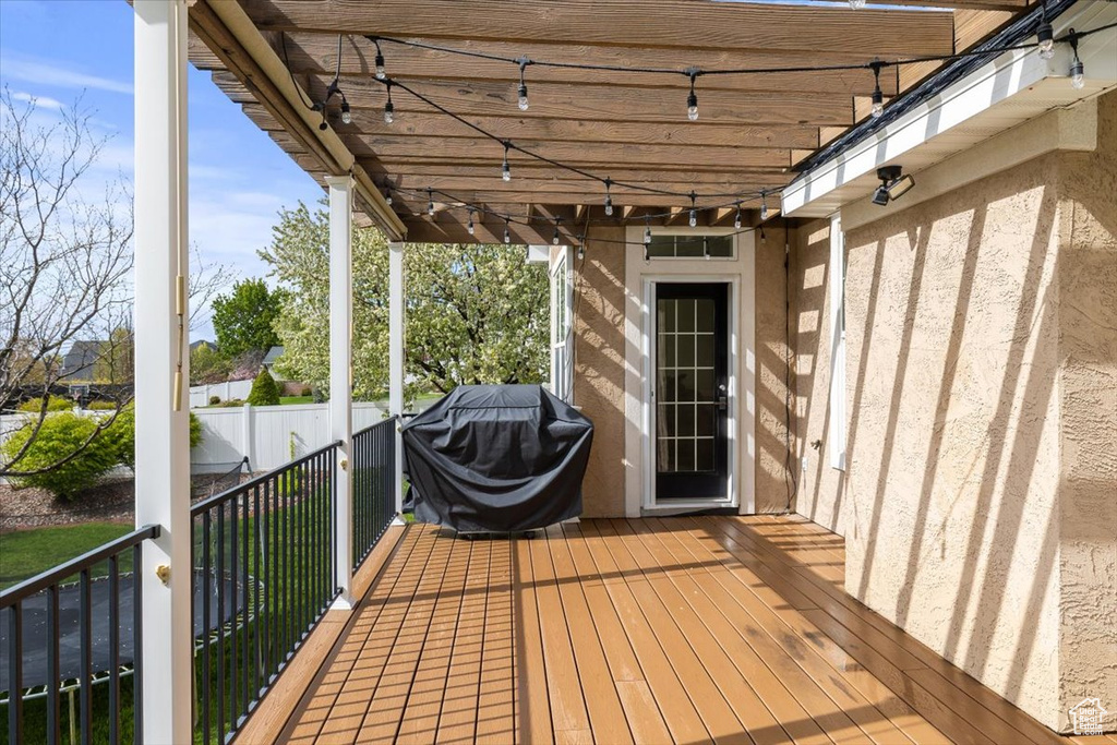 Wooden deck with area for grilling