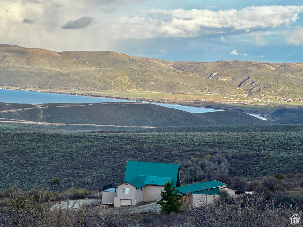 View of mountain feature with a water view