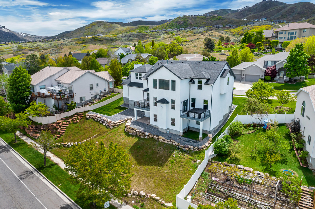 Drone / aerial view with a mountain view