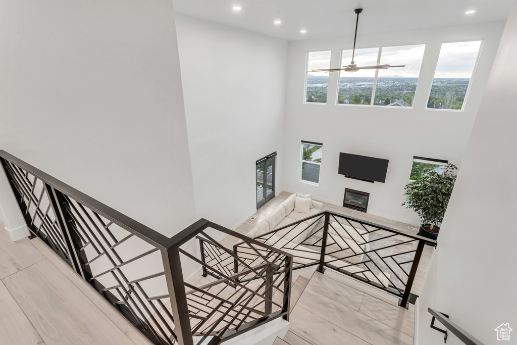 Stairs with ceiling fan