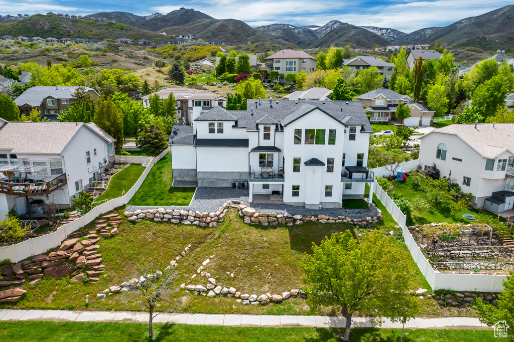 Drone / aerial view with a mountain view