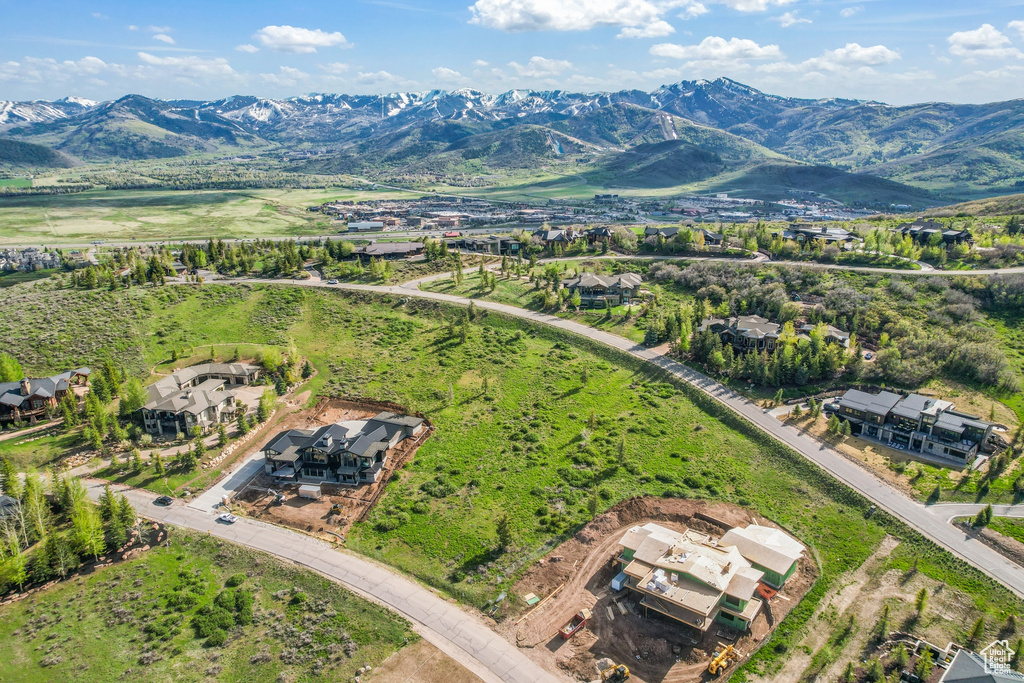 Aerial view featuring a mountain view