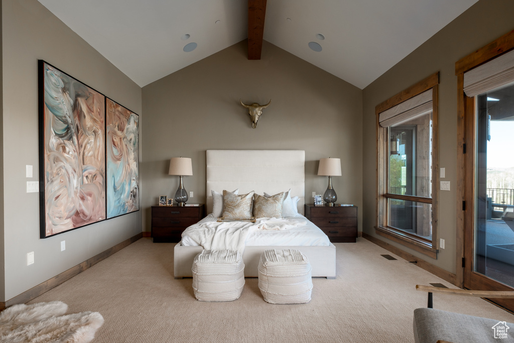 Carpeted bedroom with baseboards