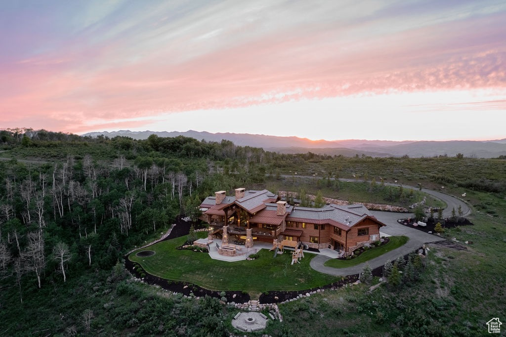 View of aerial view at dusk