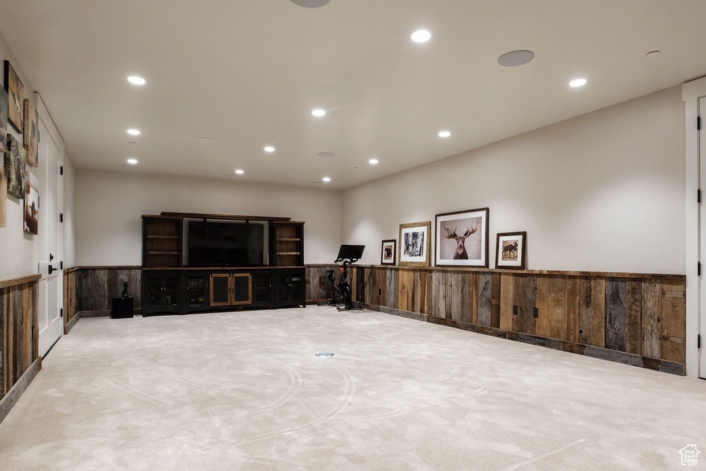 Living room featuring carpet flooring