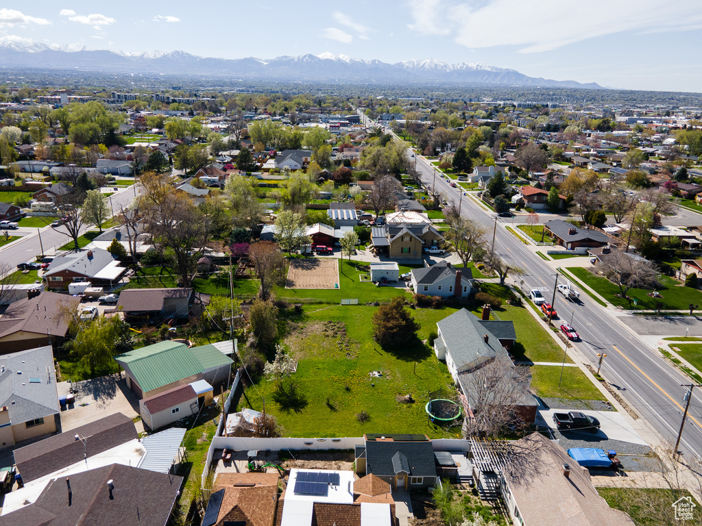 Drone / aerial view with a mountain view