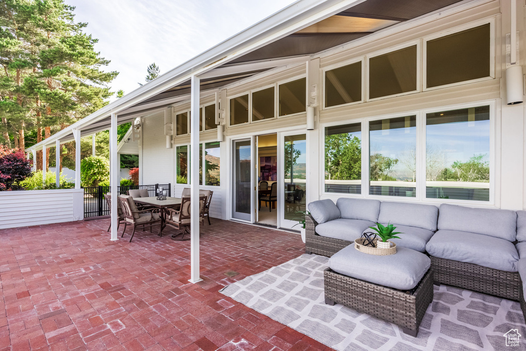 View of patio / terrace featuring an outdoor living space