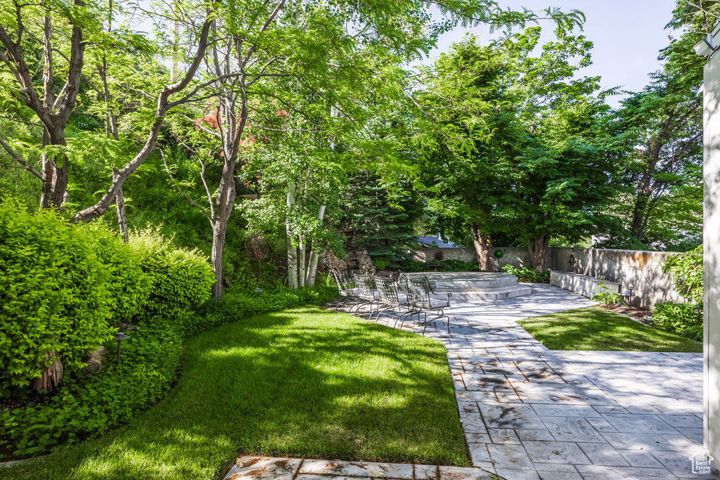 View of yard with a patio