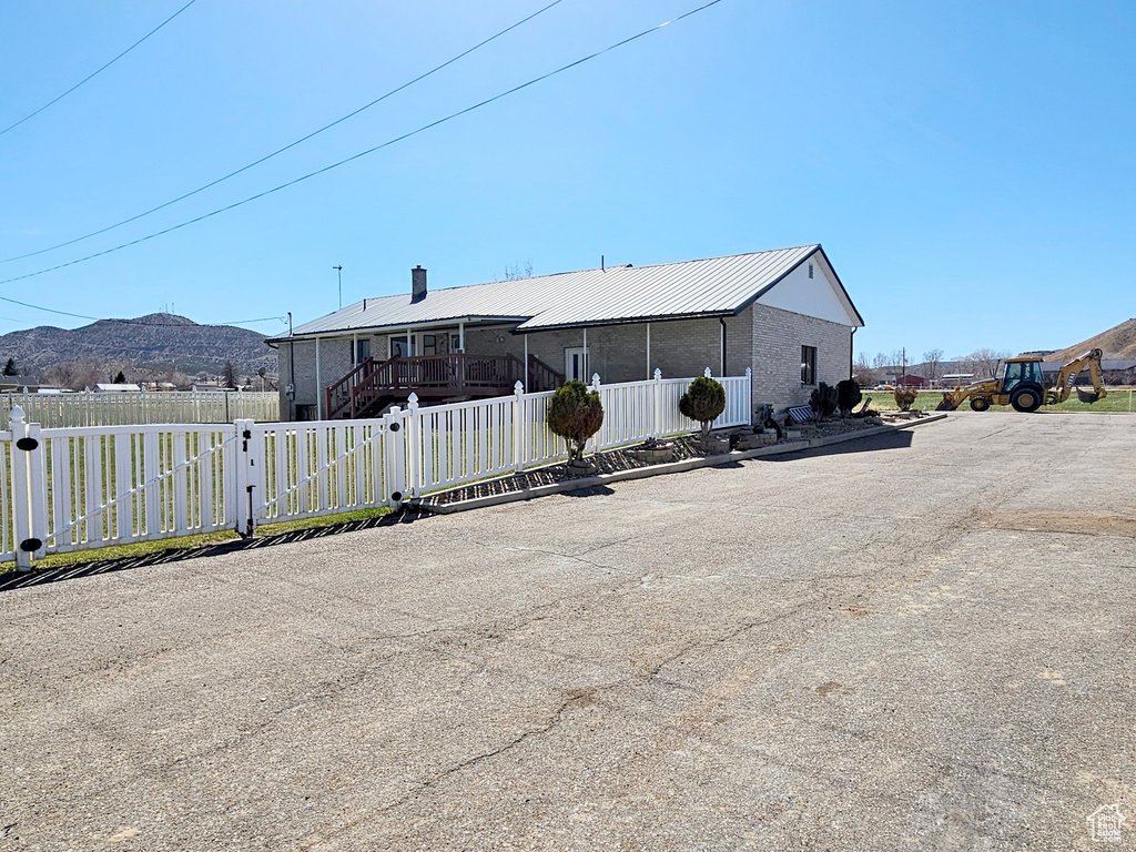 View of front facade featuring a mountain view