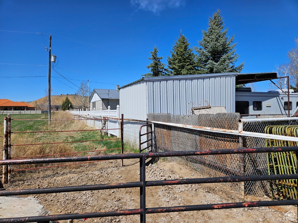 Exterior space with an outdoor structure