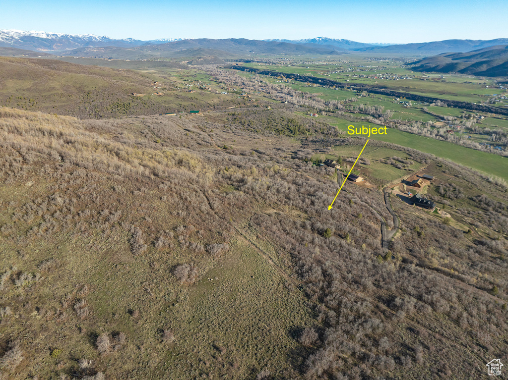 Aerial view with a mountain view