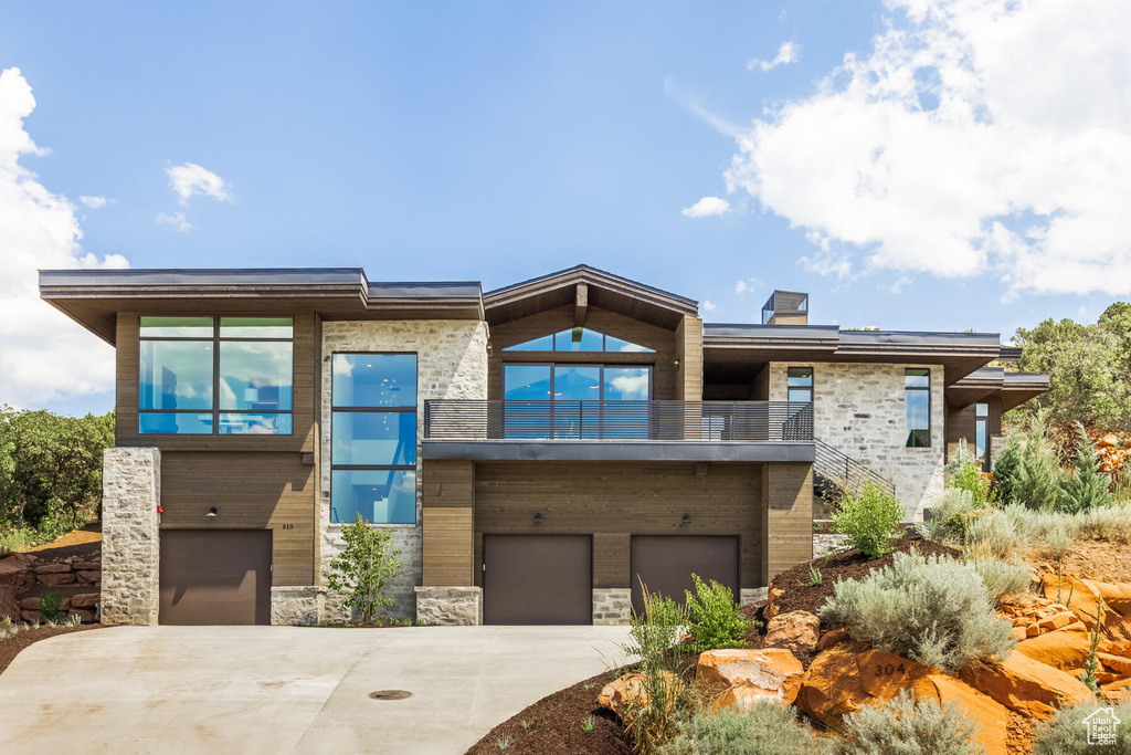 Contemporary home with a garage