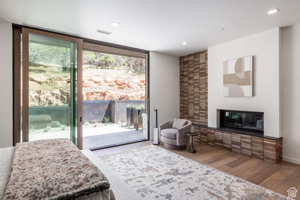 Interior space with hardwood / wood-style floors