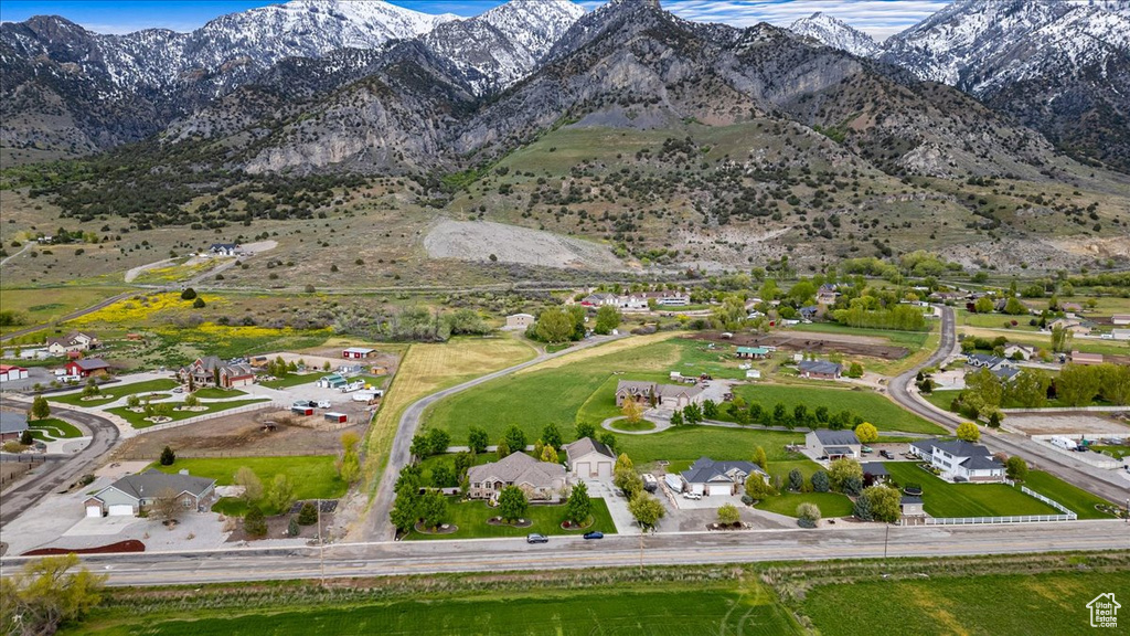 Drone / aerial view with a mountain view