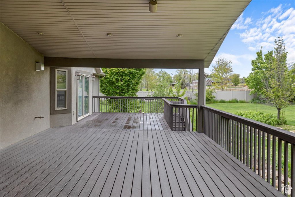 Deck featuring a lawn