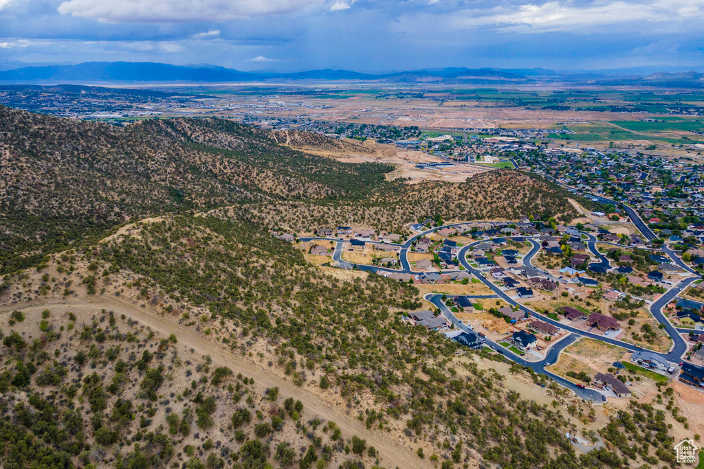 Aerial view featuring a mountain view