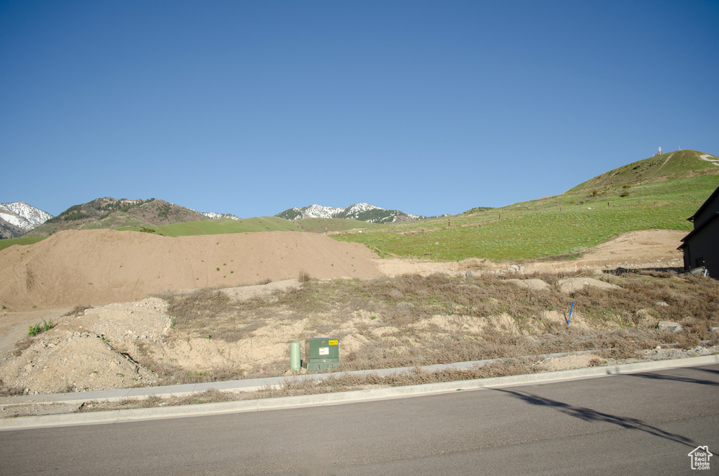 View of yard with a mountain view