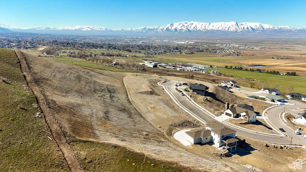 Drone / aerial view featuring a mountain view and a rural view