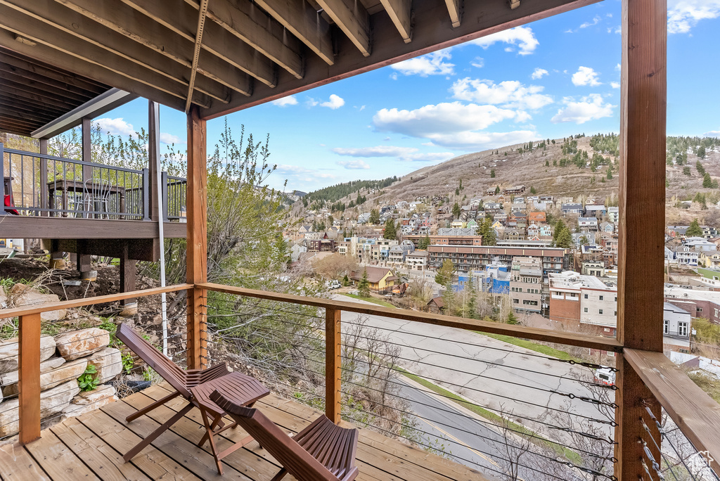 Balcony with a mountain view