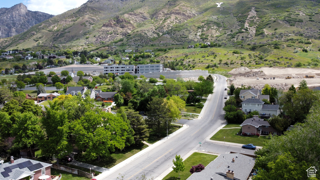 Drone / aerial view with a mountain view