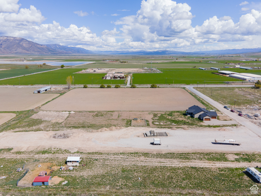 Drone / aerial view with a mountain view and a rural view