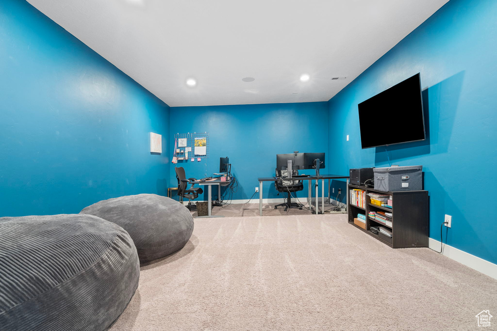 Bedroom featuring carpet floors