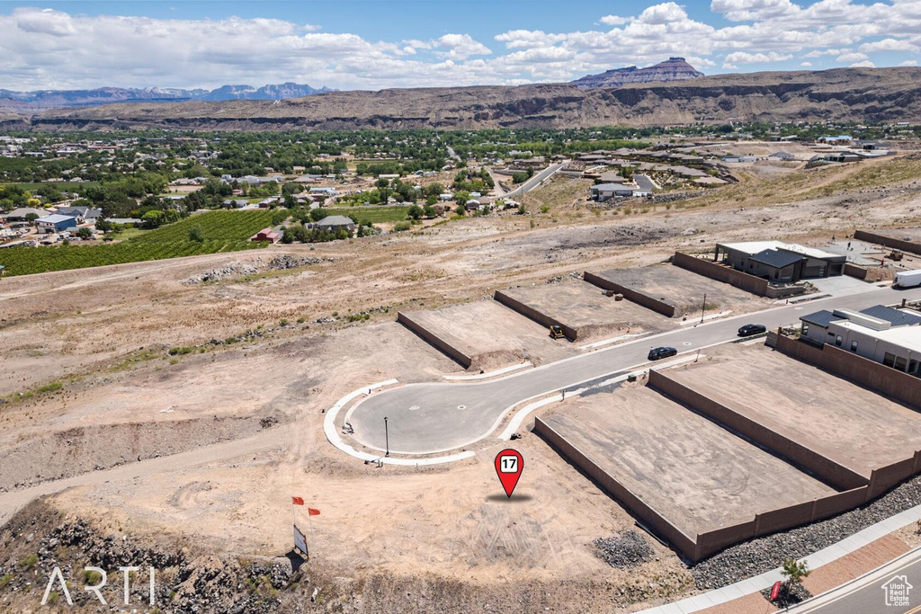 Drone / aerial view with a mountain view