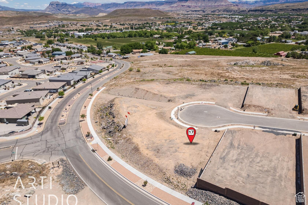 Bird's eye view featuring a mountain view