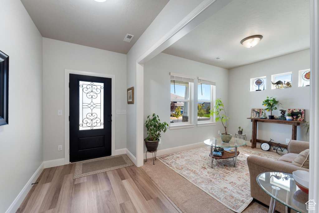 Entrance foyer featuring light hardwood / wood-style floors