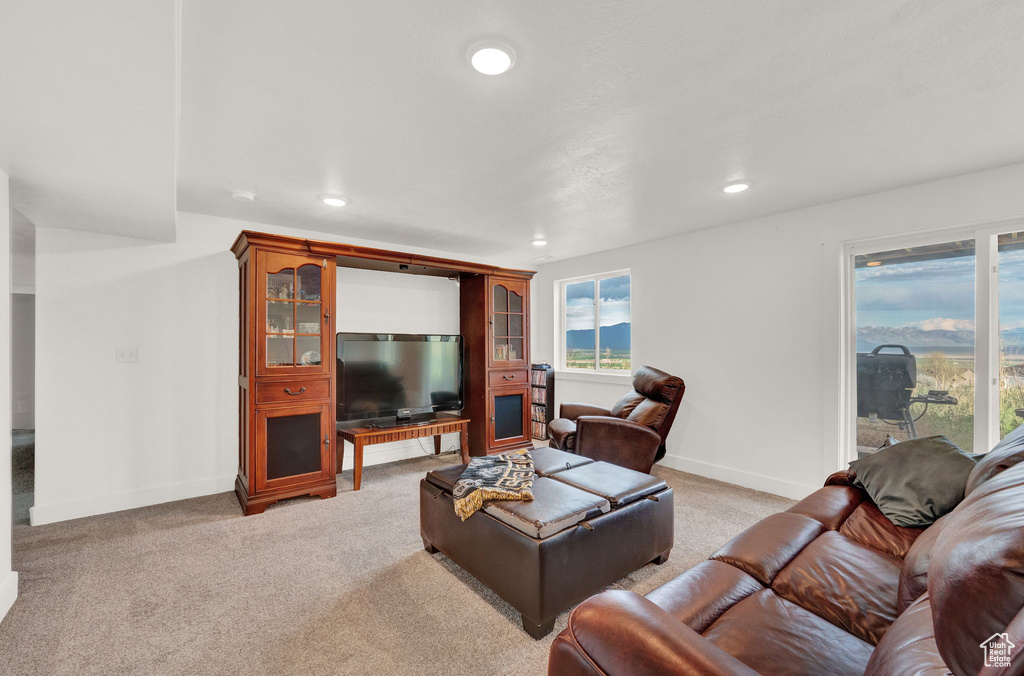 Living room with carpet flooring