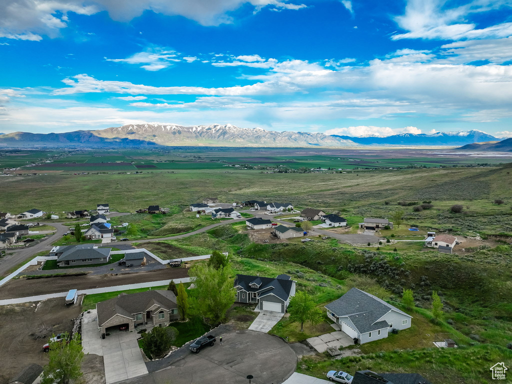 Aerial view featuring a mountain view