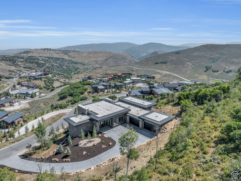 Drone / aerial view with a mountain view