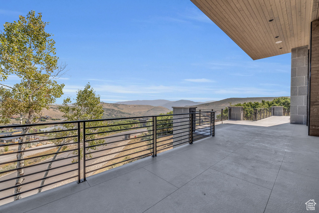 Balcony with a mountain view