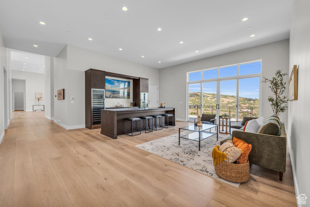 Living room featuring light hardwood / wood-style flooring